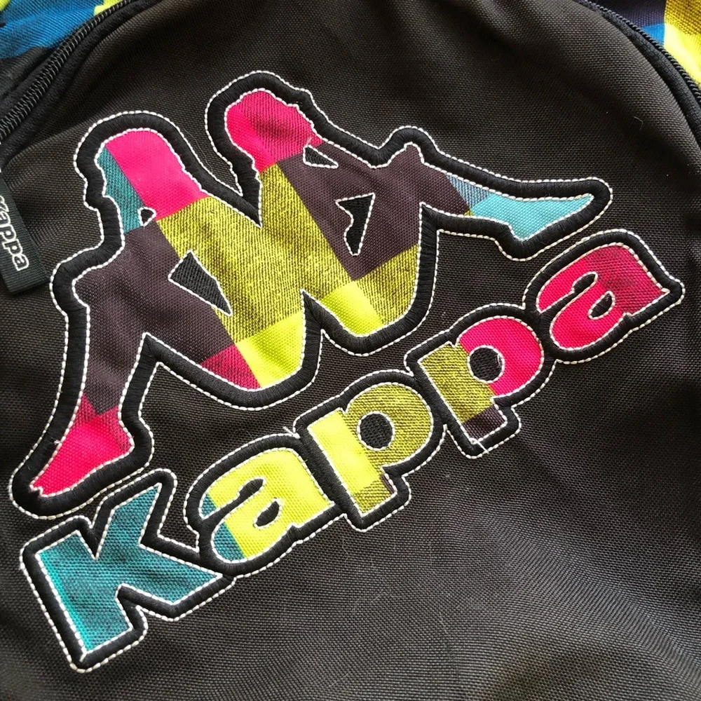 Kappa Large Logo Checkerboard Backpack Multicolored Adjustable Straps Mesh Back